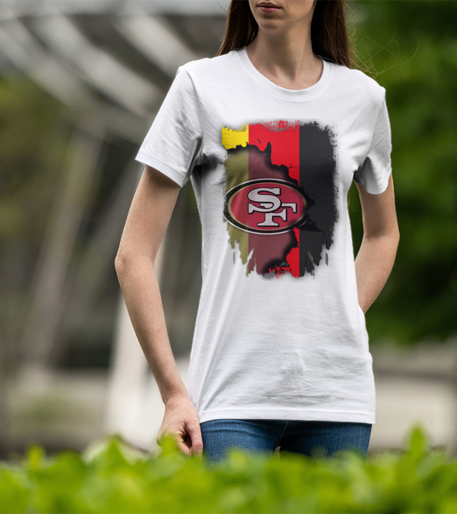 Germany Flag With San Francisco 49ers Logo Blend T-Shirt