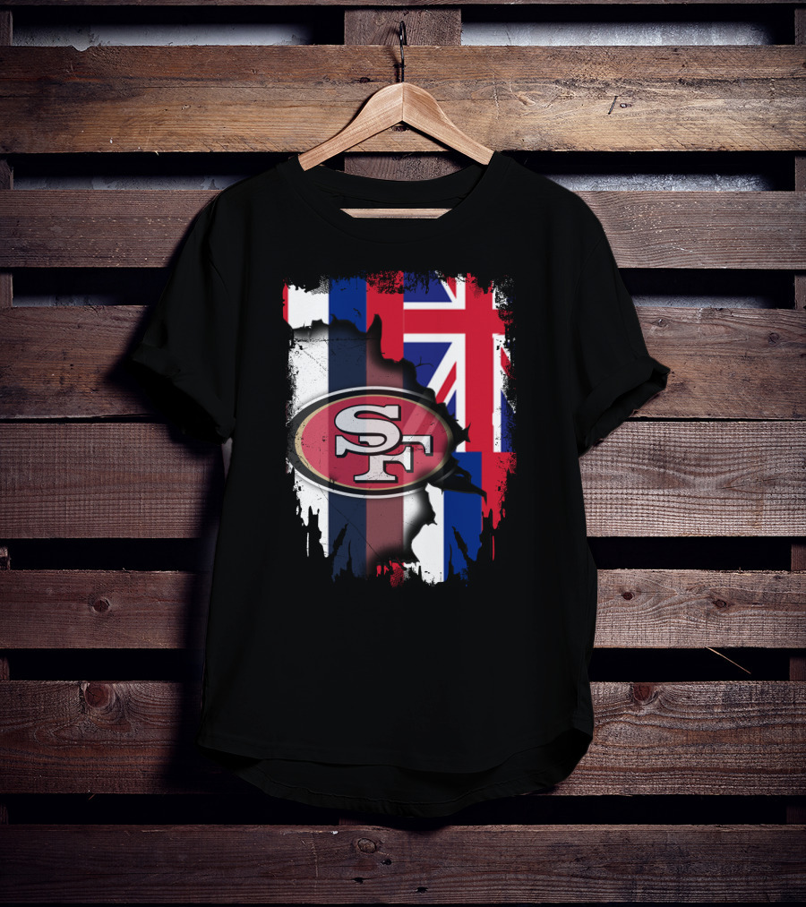 Hawaii 49ers SF Logo With Hawaiian Flag T-Shirt