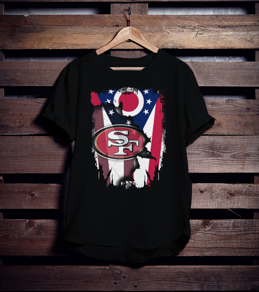 Ohio Flag San Francisco 49ers Sf Logo Fusion T-Shirt