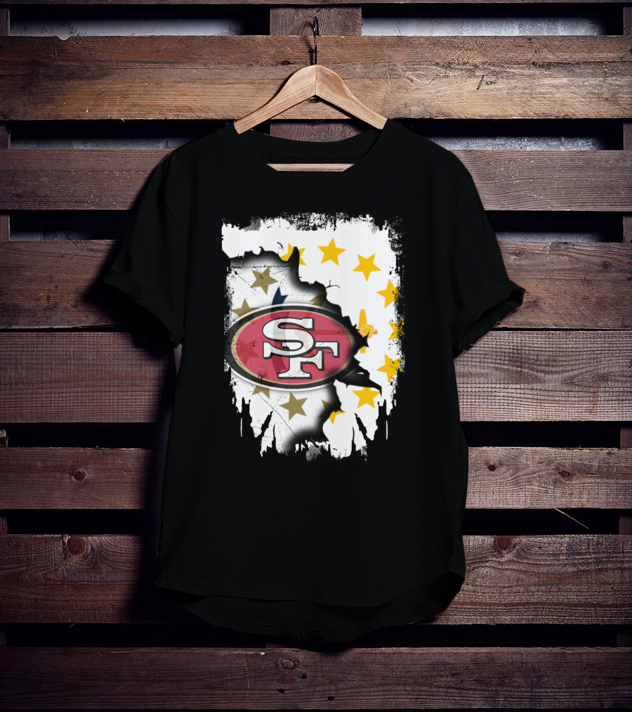 Together Rhode Island 49ers SF Logo Stars Map T-Shirt