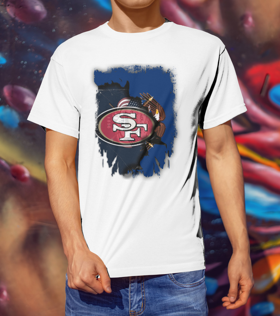 49ers And Eagle With American Flag T-Shirt