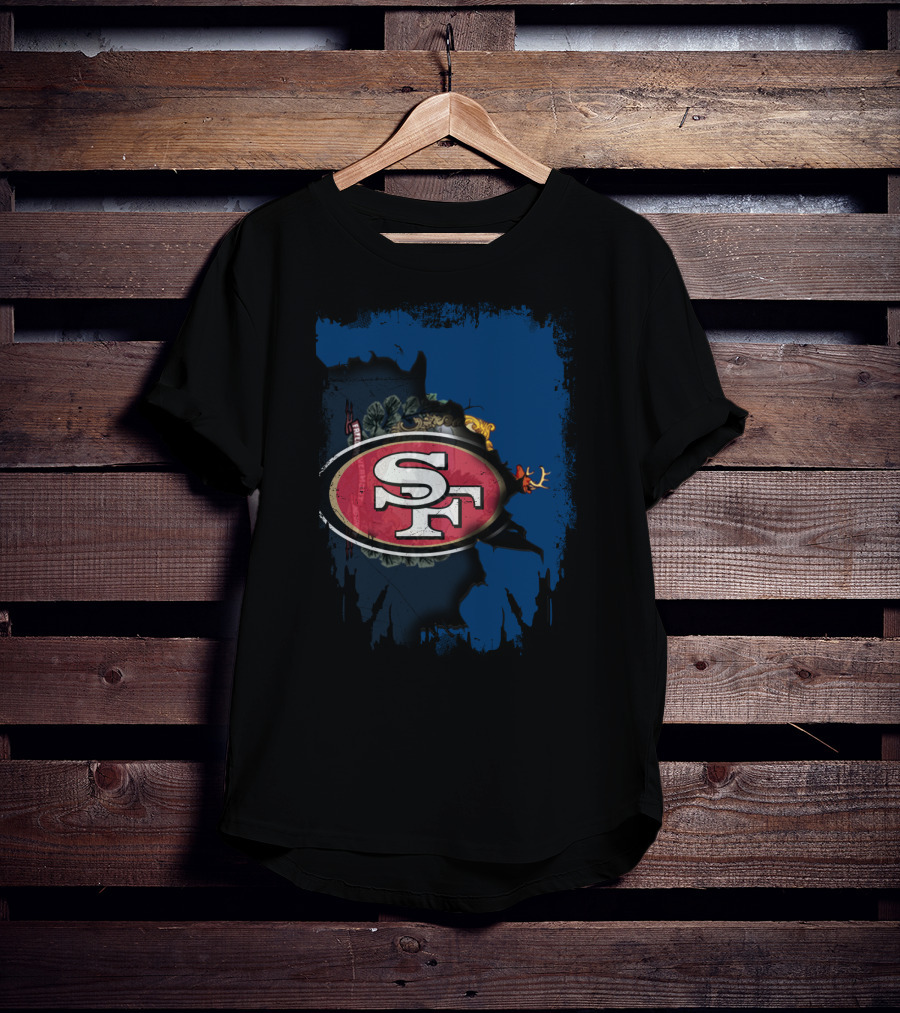 SF 49ers Emblem Overlaying Vermont T-Shirt