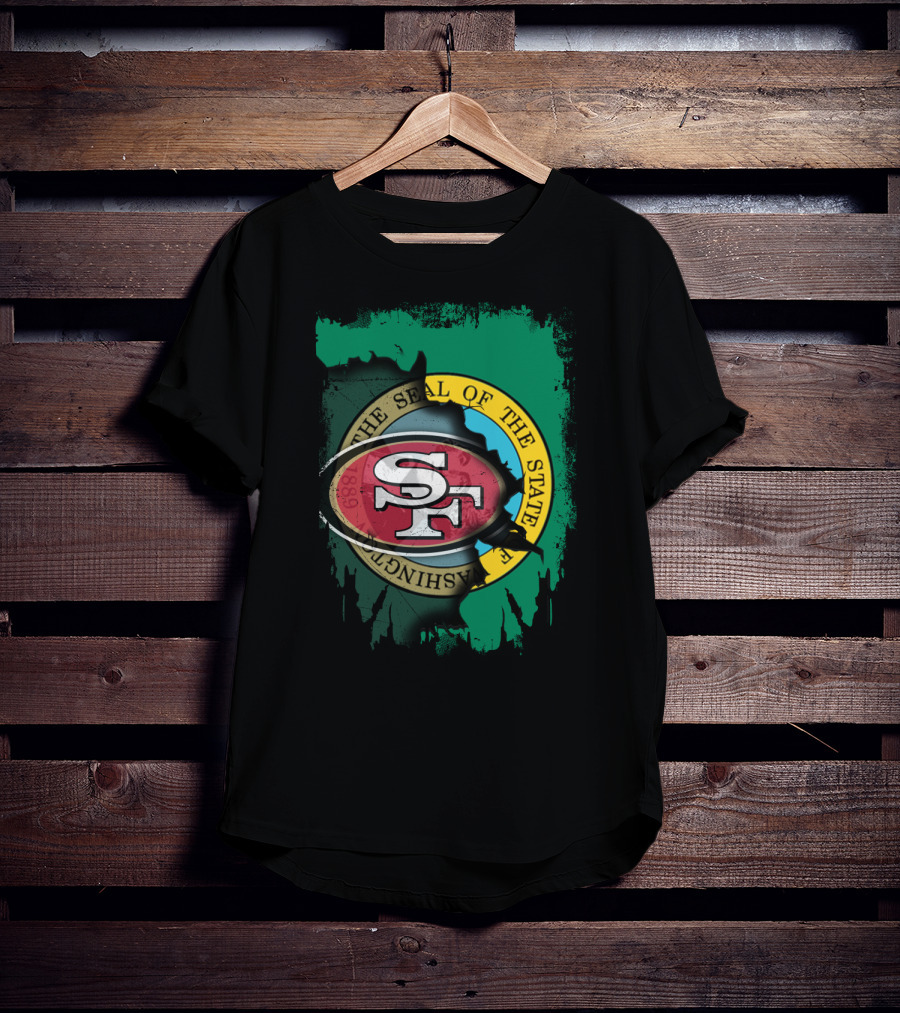 SF 49ers With Washington State Seal Clash T-Shirt