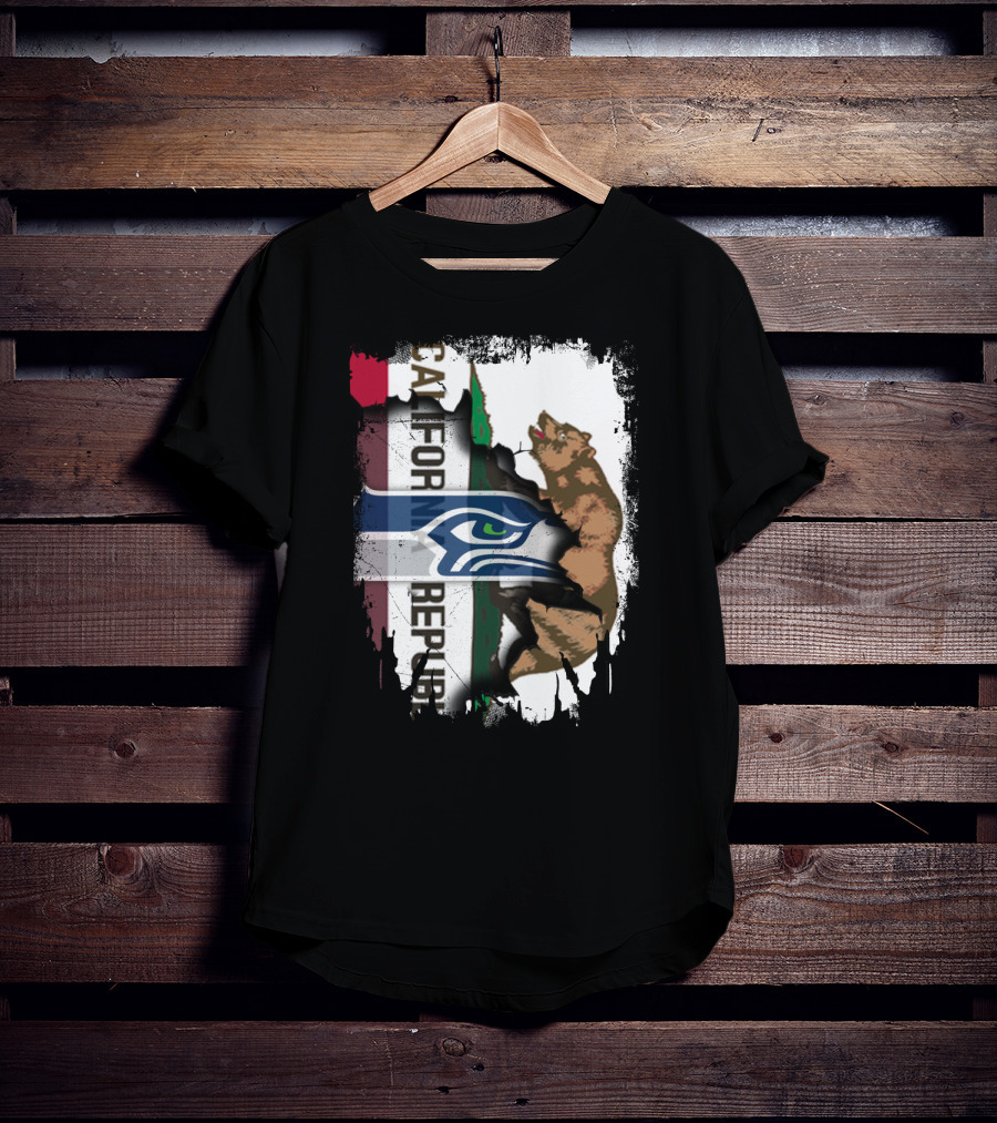 Together California Republic With Seahawks Logo Bear T-Shirt