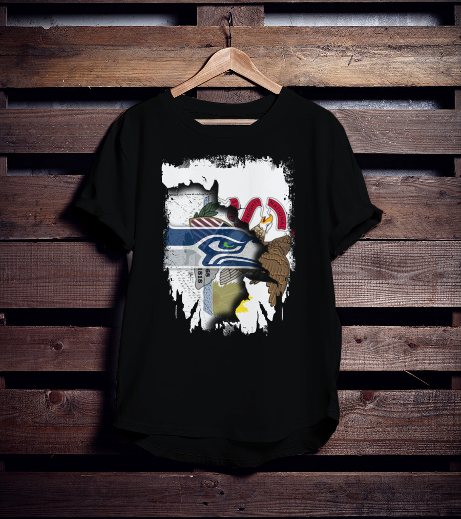 Illinois State And Seattle Seahawks Unity Emblem T-Shirt