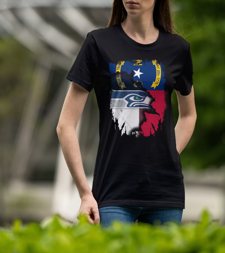 Together North Carolina Flag With Seattle Seahawks T-Shirt