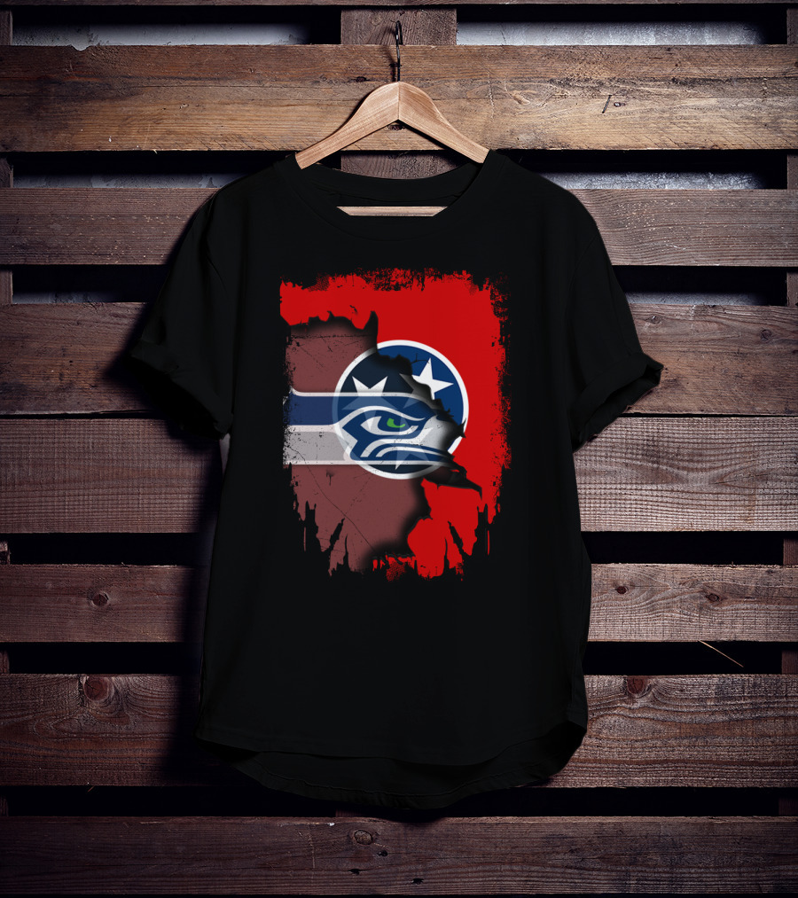 Tennessee Flag Seahawks Logo Fusion T-Shirt