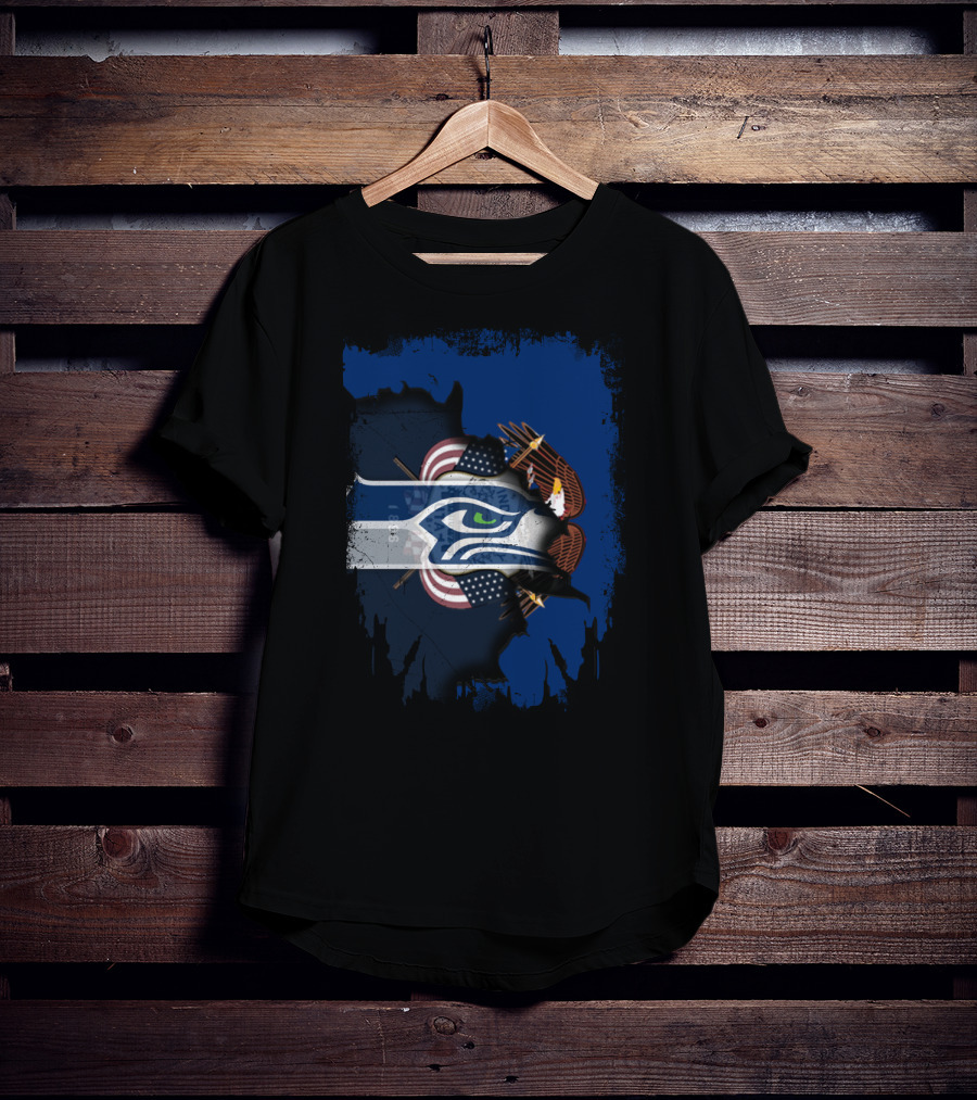 Utah Together With Seattle Seahawks American Eagle Flag T-Shirt