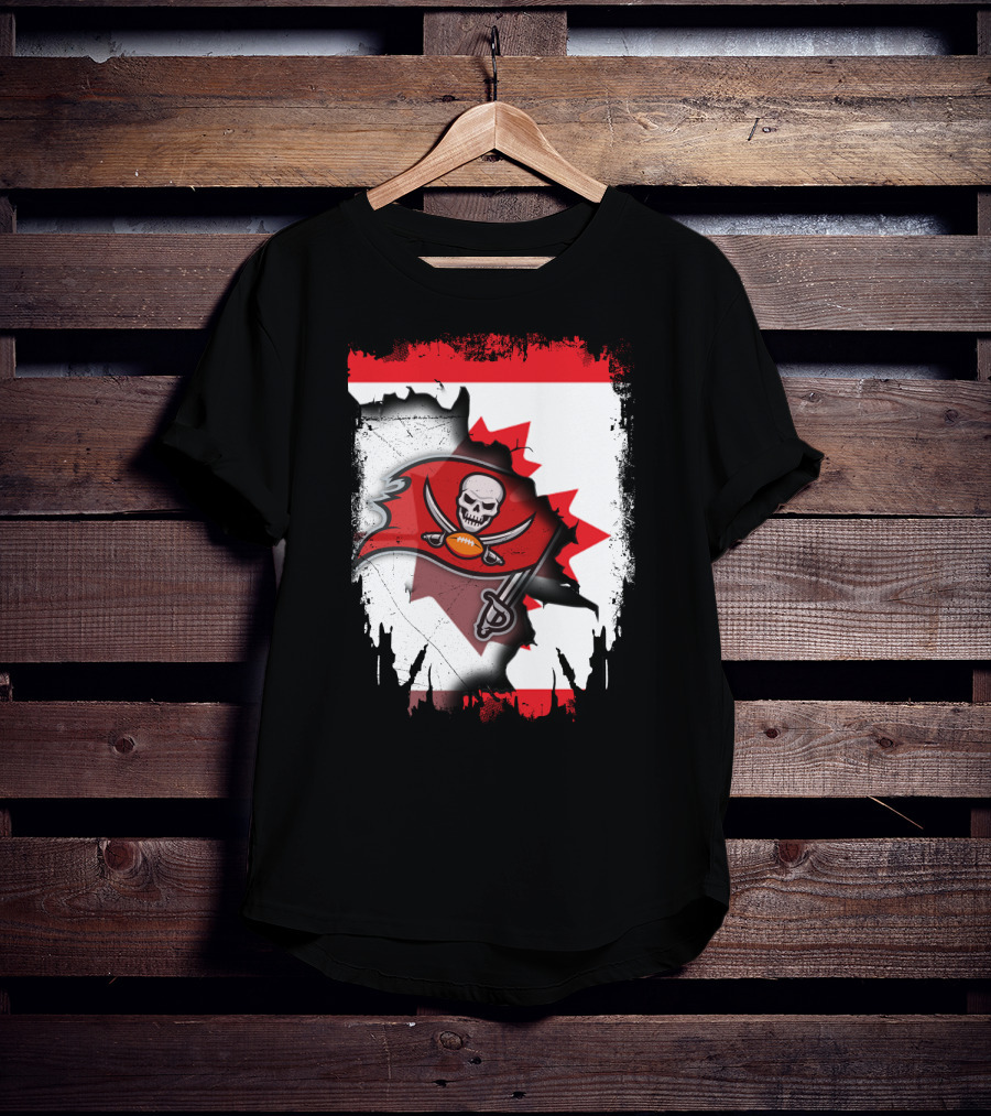 Canada Flag Buccaneers Football Fusion T-Shirt