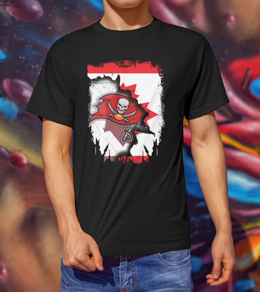 Canada Flag Buccaneers Football Fusion T-Shirt