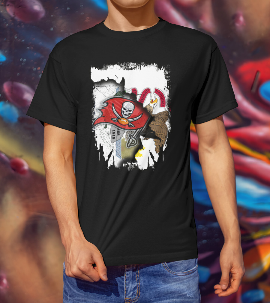 Union Illinois With Buccaneers Flag And Eagle 1868 Elements T-Shirt