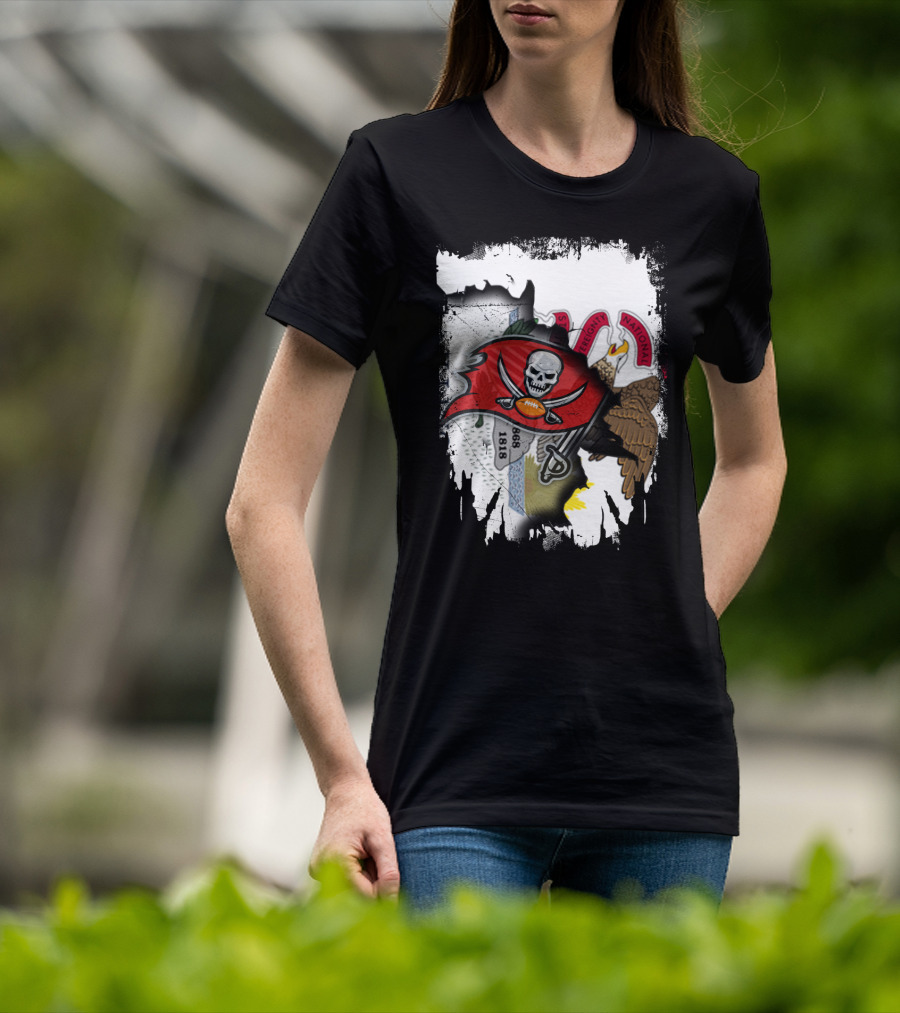 Union Illinois With Buccaneers Flag And Eagle 1868 Elements T-Shirt