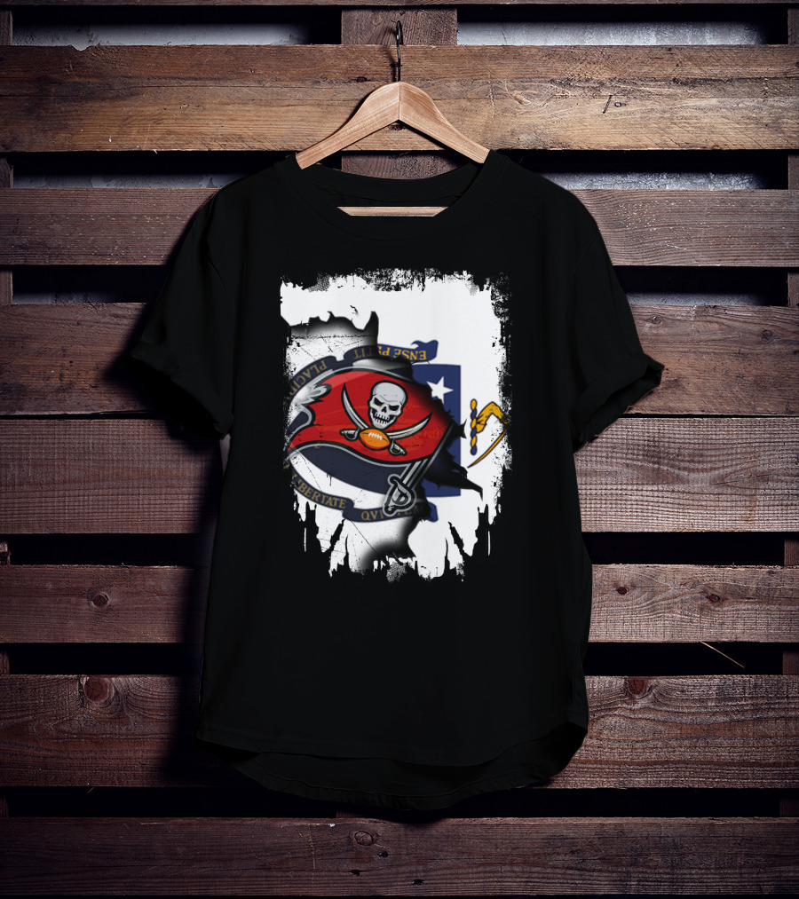 Together Massachusetts And Buccaneers Flag Fusion T-Shirt