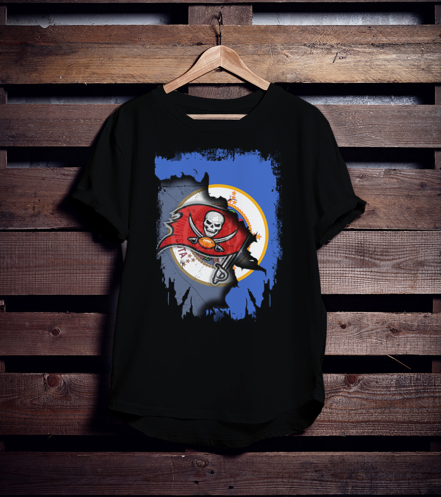 Together Minnesota Flag With Buccaneers Football Skull T-Shirt