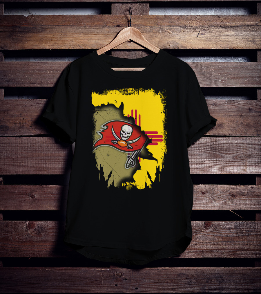 Together New Mexico With Buccaneers Logo And Flag Background T-Shirt