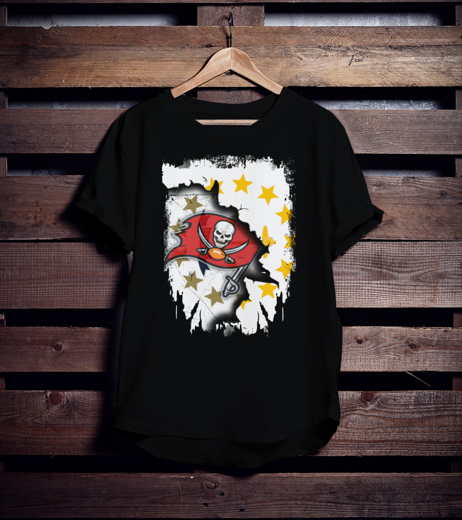 Together Rhode Island With Buccaneers Flag And Stars T-Shirt