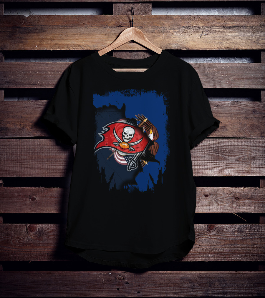 Together Utah Buccaneers American Pride Flag Eagle Skull T-Shirt