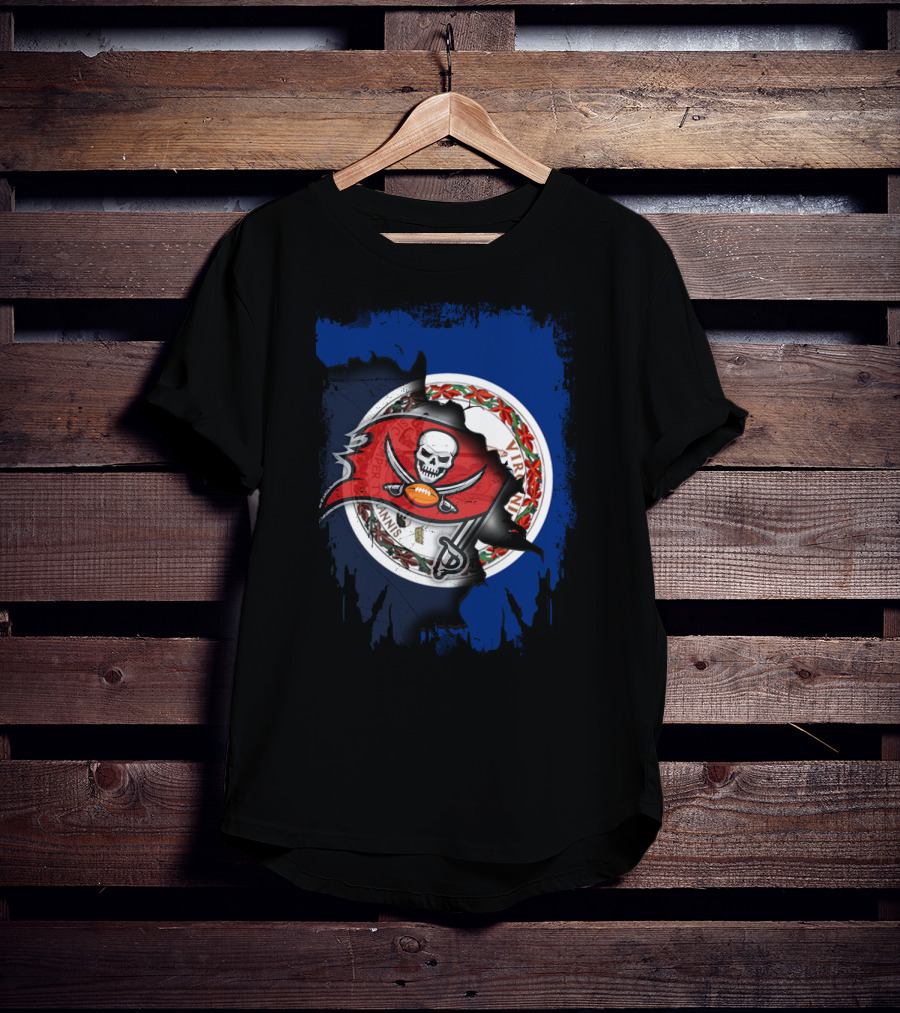 Virginia Buccaneers Unity Flag Skull Football T-Shirt