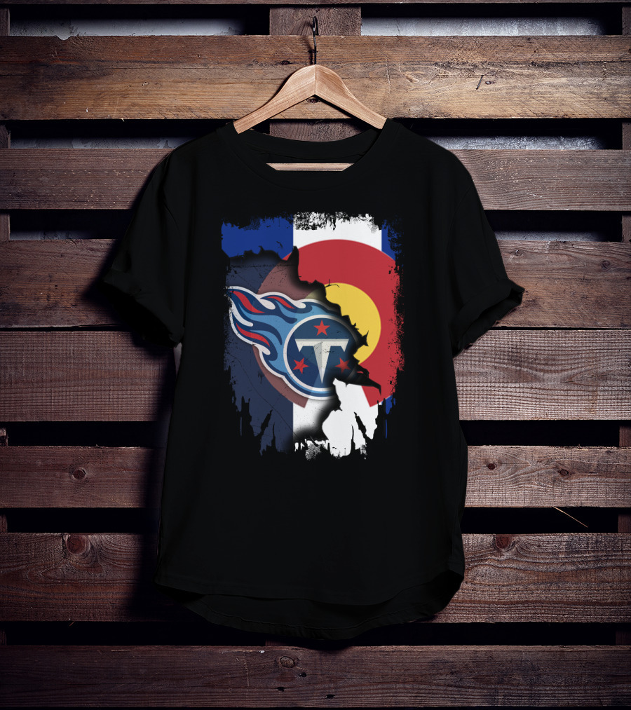 Together Colorado With Titans Logo Overlapping State Flag Colors T-Shirt