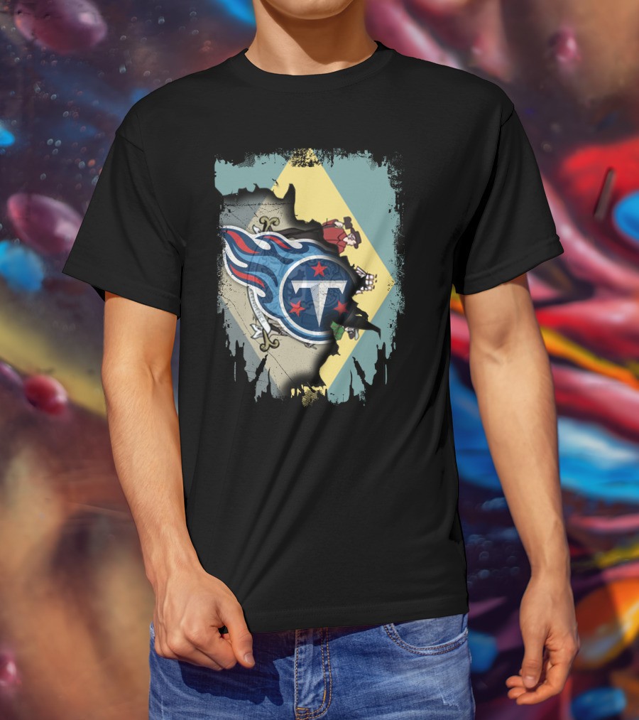 Together Delaware With Titans Logo Over State Flag T-Shirt