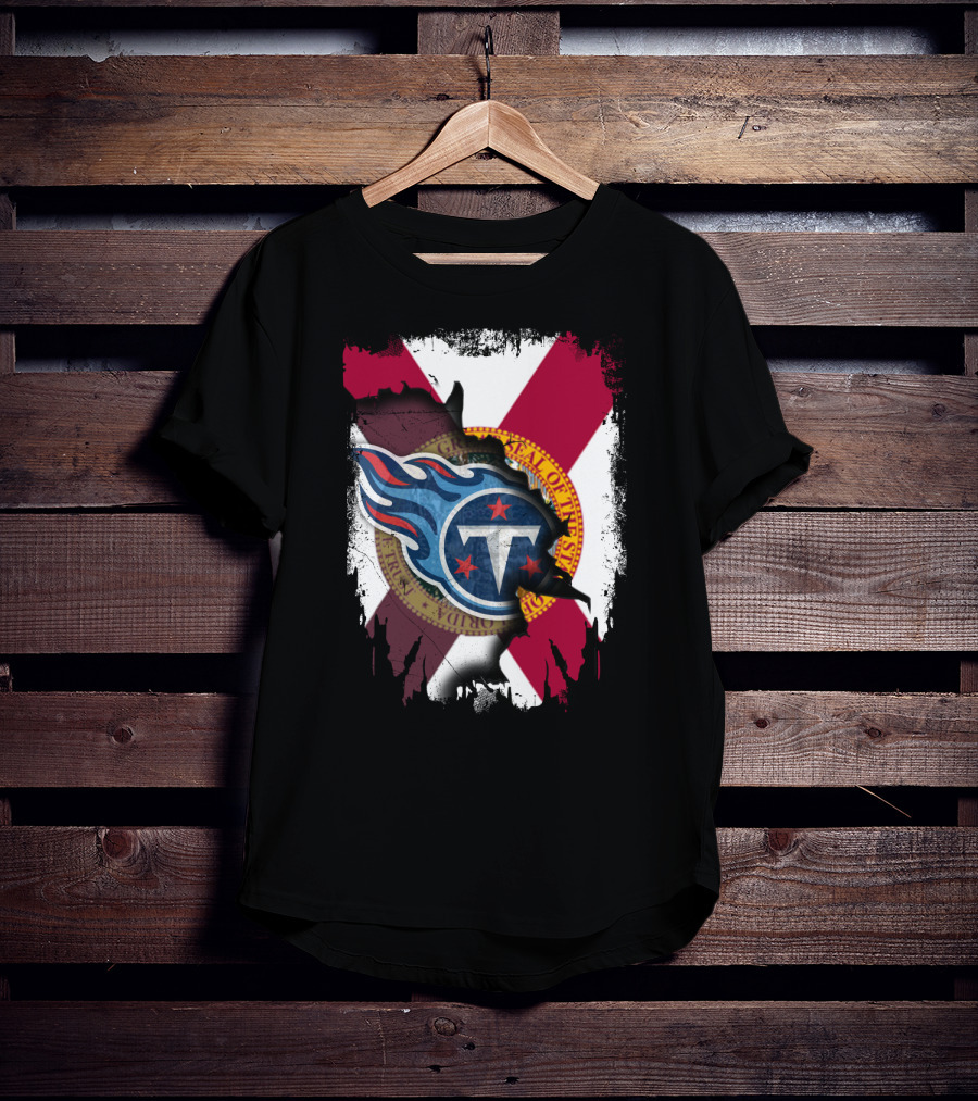 Florida State Flag And Tennessee Titans Logo Fusion T-Shirt