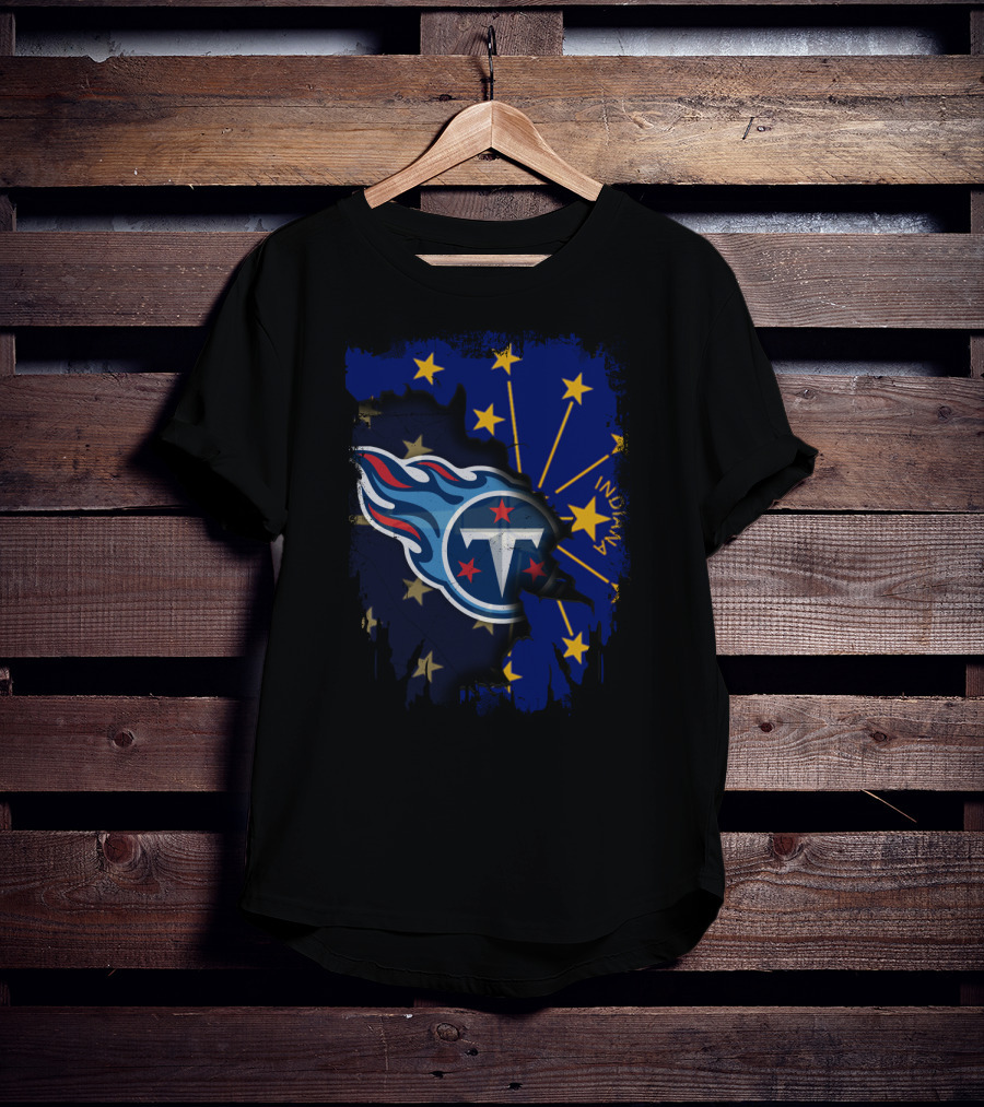 Indianapolis Indiana Meets Tennessee Titans Logo Collaboration T-Shirt