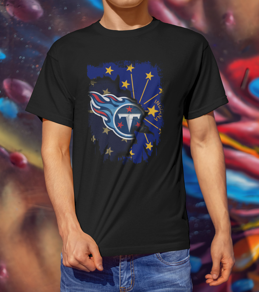 Indianapolis Indiana Meets Tennessee Titans Logo Collaboration T-Shirt