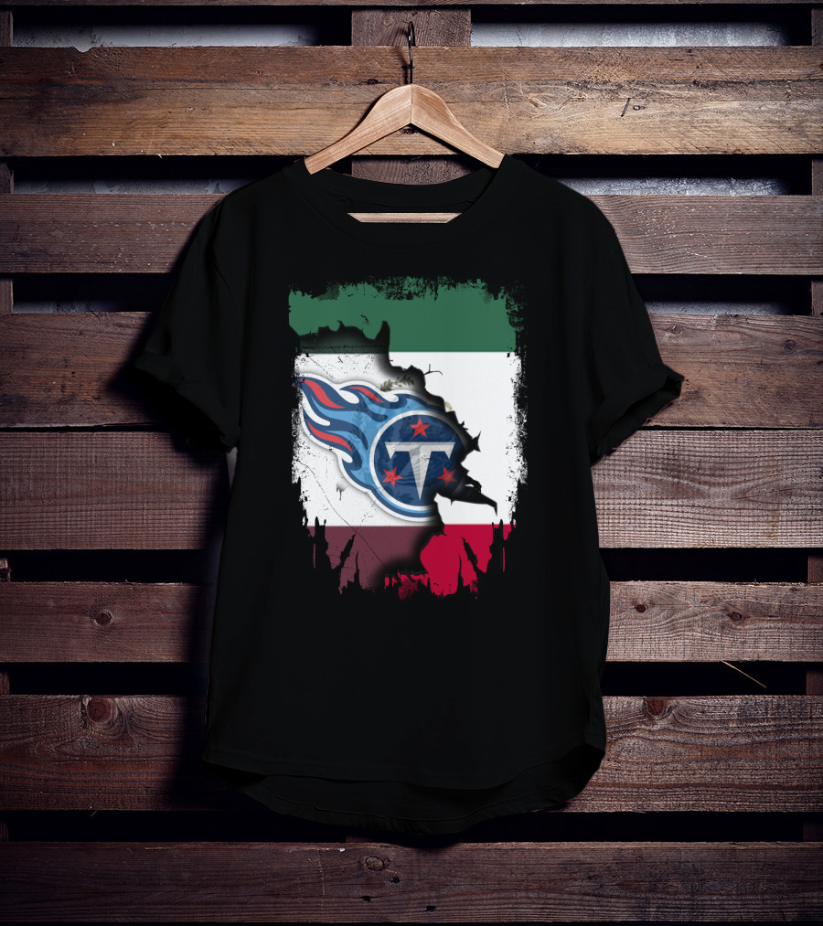 Titans Logo Blending With Mexico Flag - Together Mexico With Titans T-Shirt