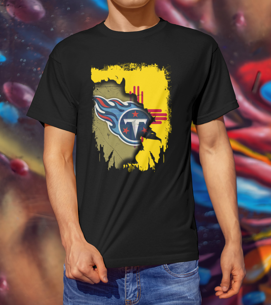 Together New Mexico Titans Flame Logo Zia Symbol Background T-Shirt