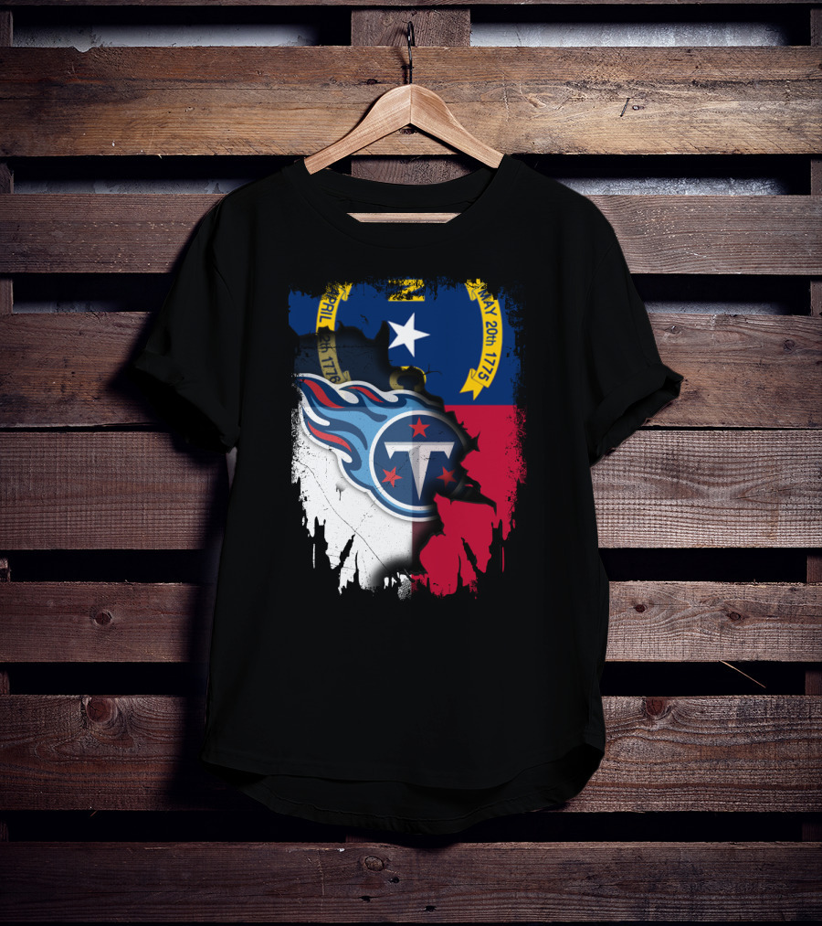North Carolina State Pride With Tennessee Titans Logo Fusion T-Shirt