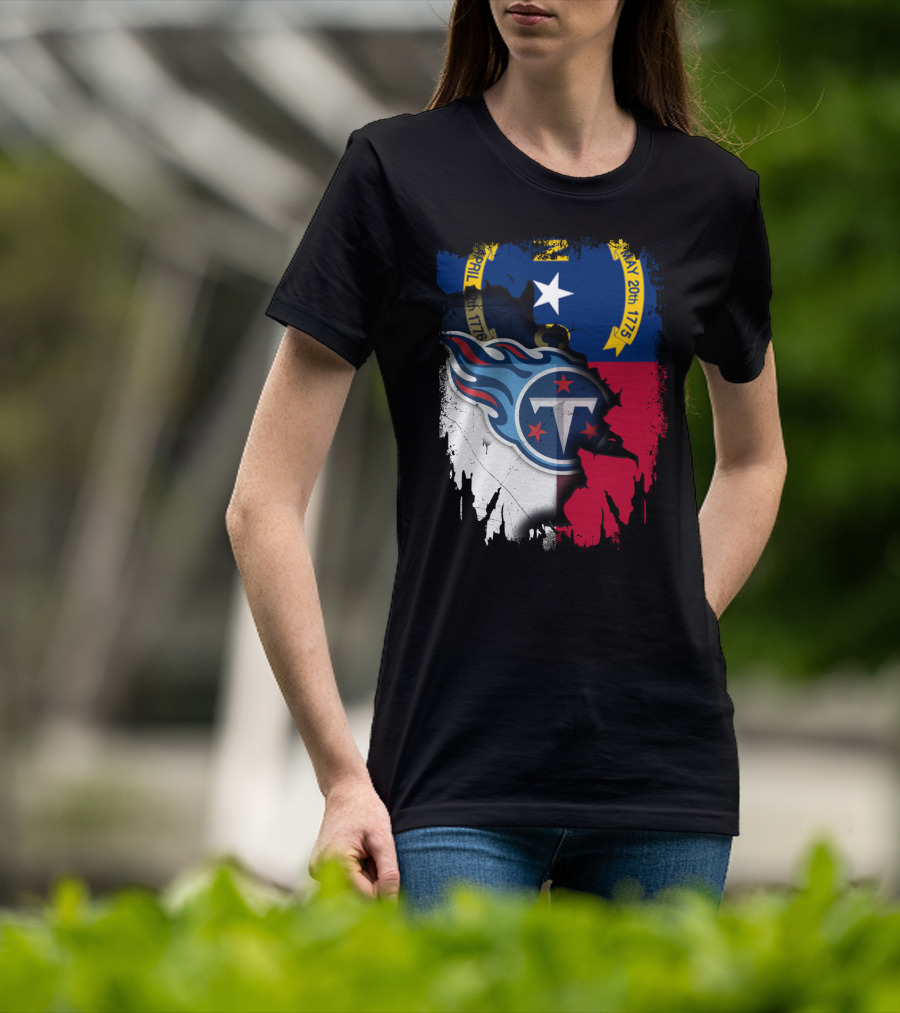 North Carolina State Pride With Tennessee Titans Logo Fusion T-Shirt