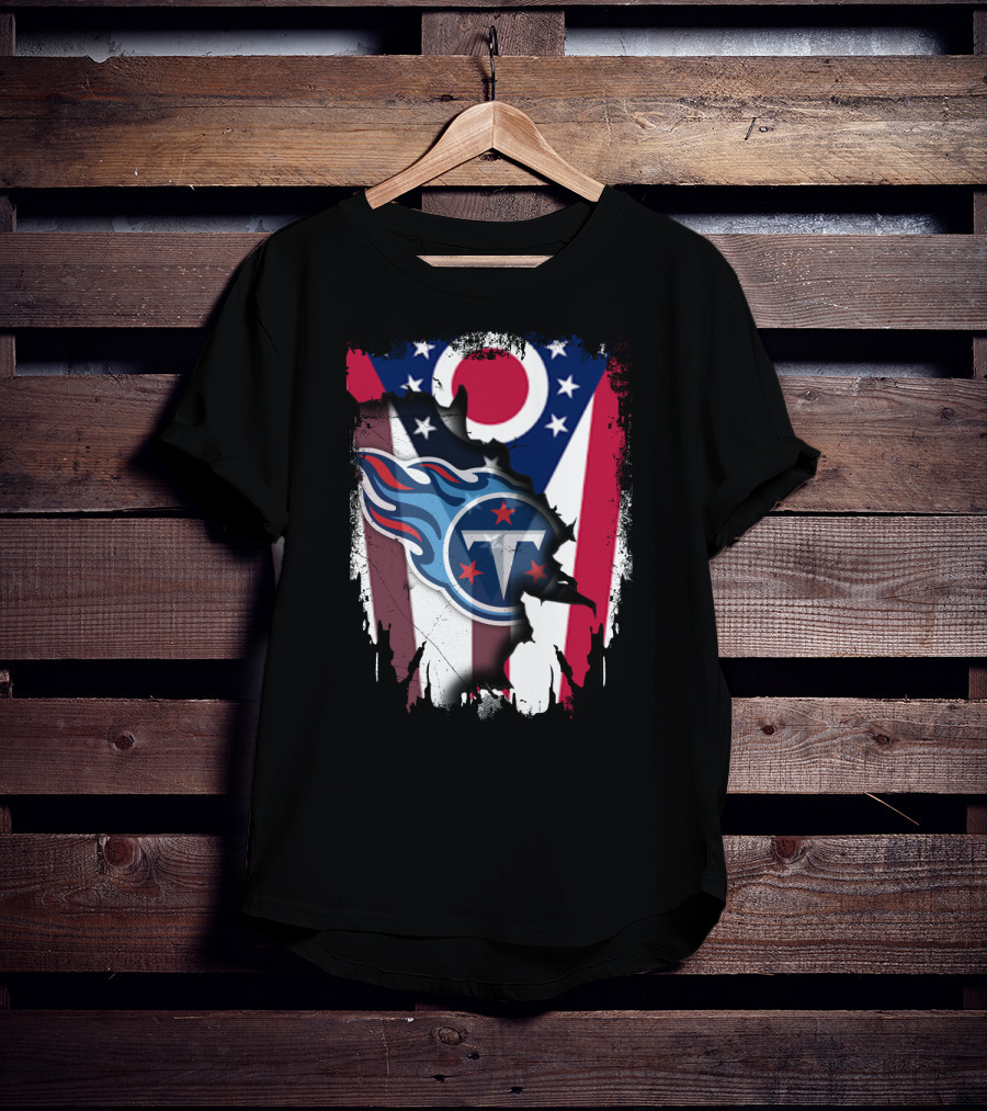Ohio Flag With Tennessee Titans Logo Together T-Shirt
