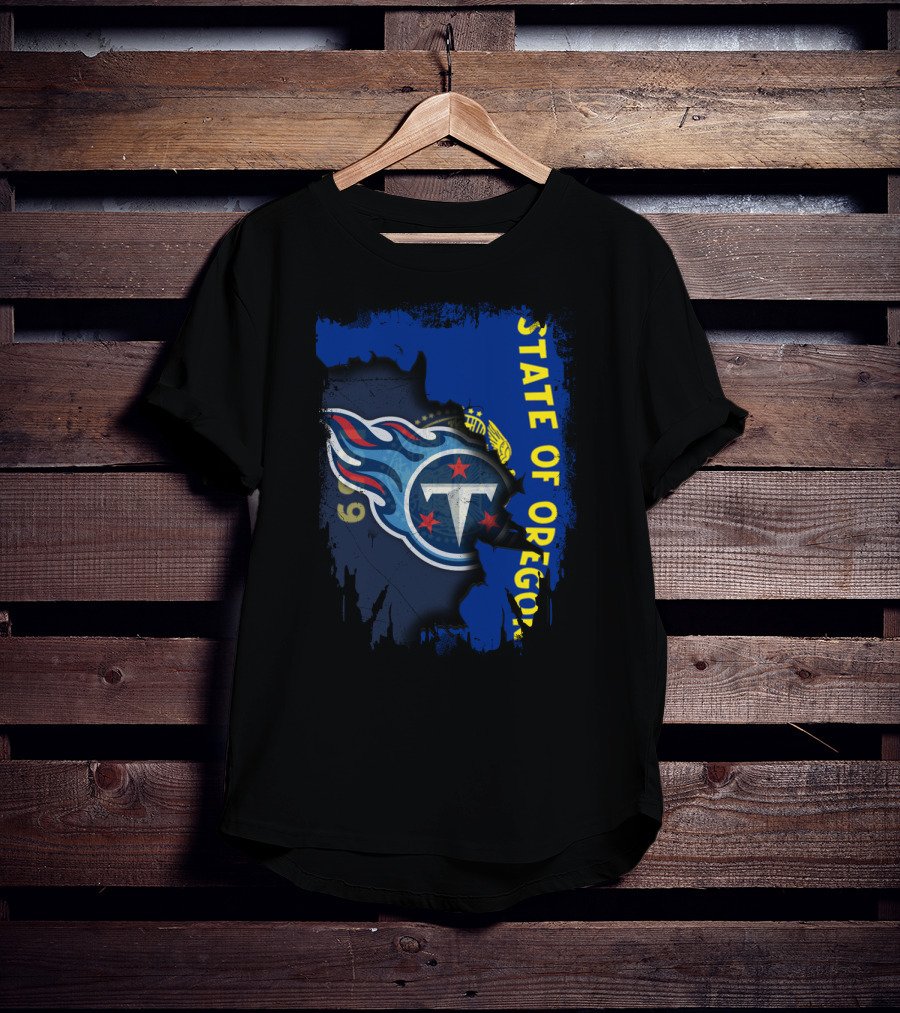 Titans Logo Overlay With State Of Oregon Flag T-Shirt