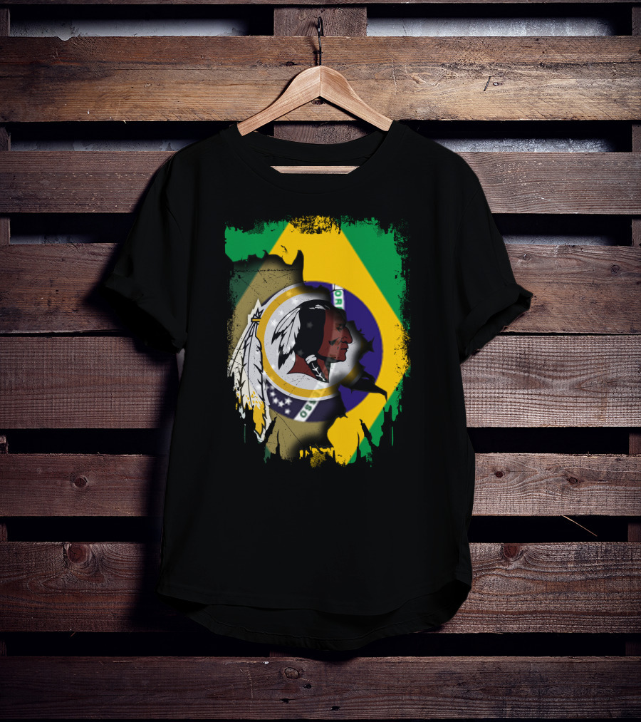 Together Brazil Flag With Redskins Football Team T-Shirt