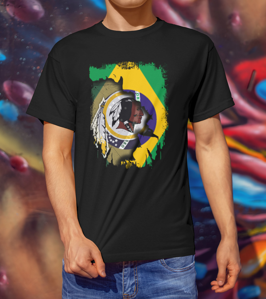Together Brazil Flag With Redskins Football Team T-Shirt