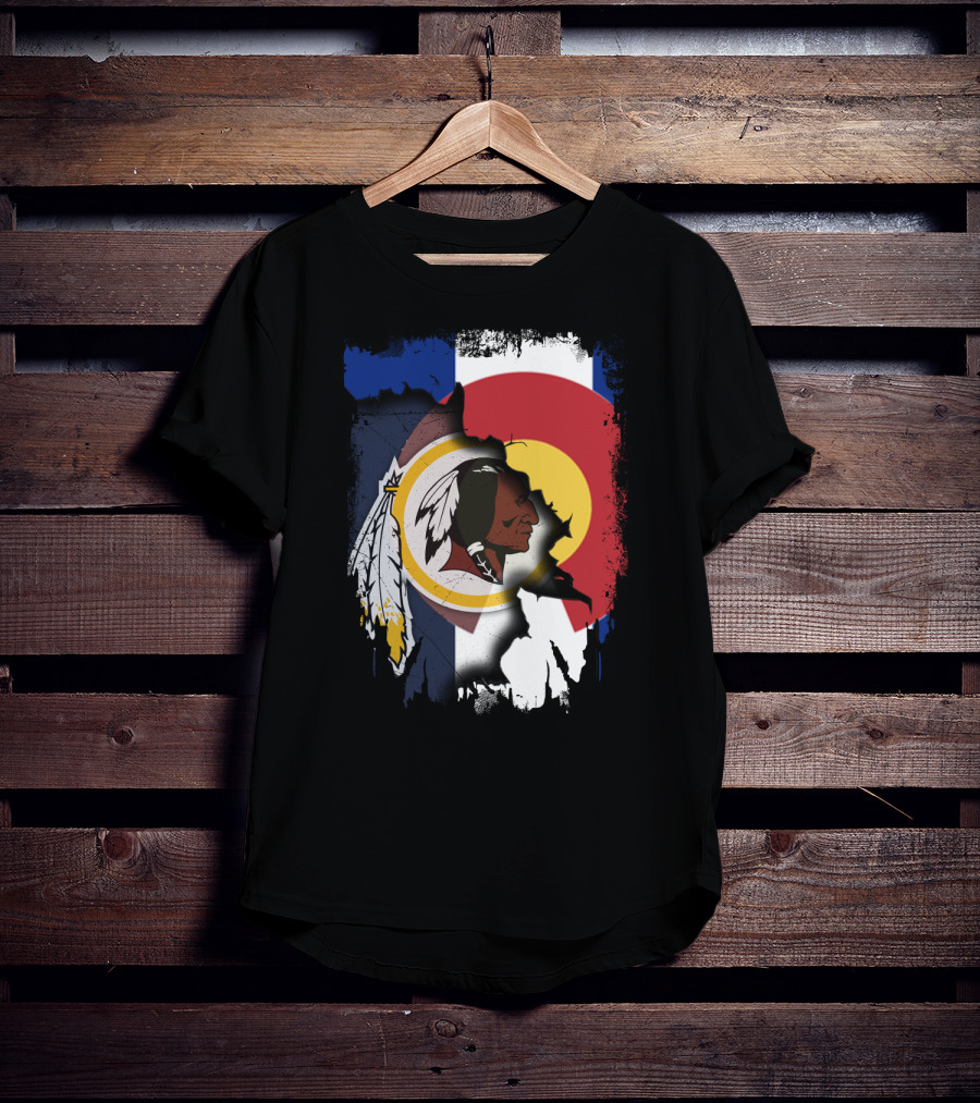 Colorado Flag Redskins Logo Together T-Shirt