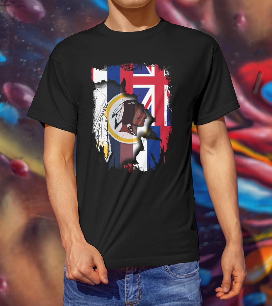 Hawaii Union Jack With Washington Redskins T-Shirt