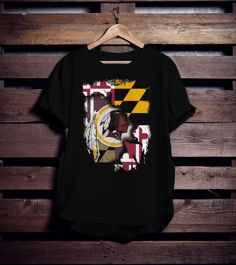 Maryland Flag With Washington Redskins T-Shirt