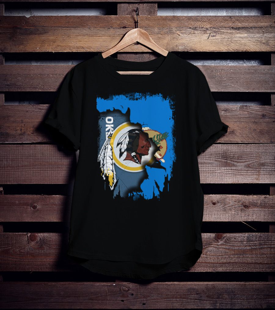 Oklahoma With Redskins Logo And Flag Elements T-Shirt