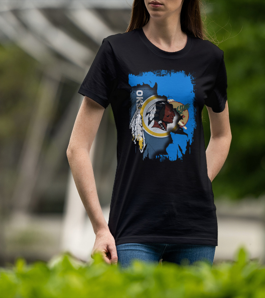 Oklahoma With Redskins Logo And Flag Elements T-Shirt