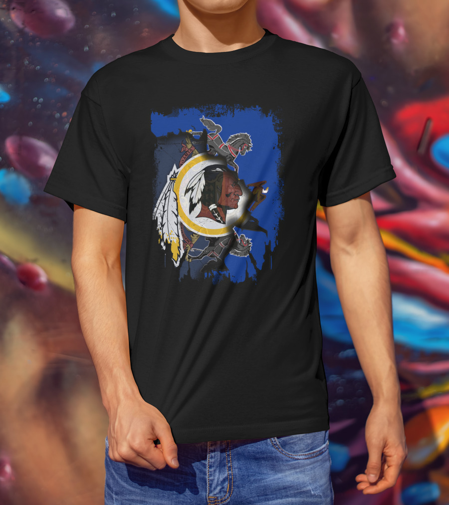 Together Pennsylvania Washington Redskins Logo With Two Black Knights Lions T-Shirt