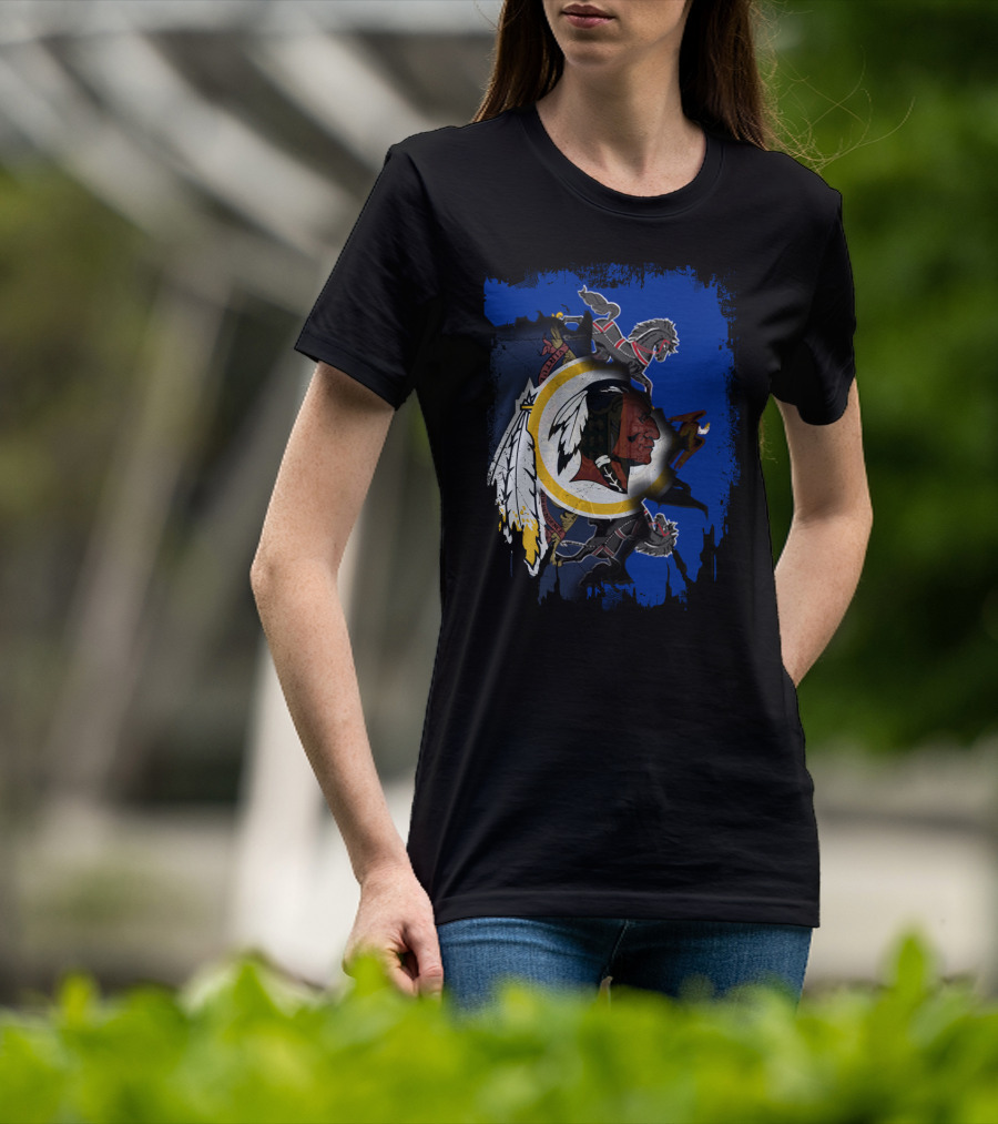 Together Pennsylvania Washington Redskins Logo With Two Black Knights Lions T-Shirt