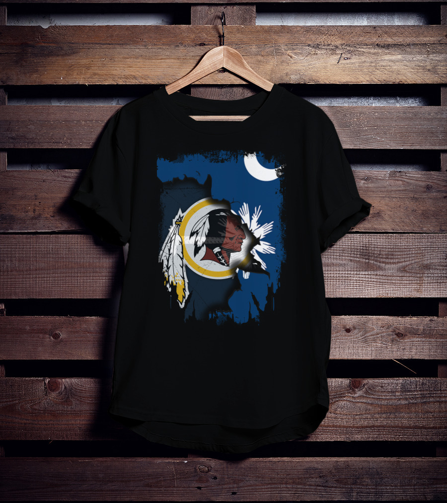 South Carolina And Redskins United With Palmetto And Crescent Moon T-Shirt