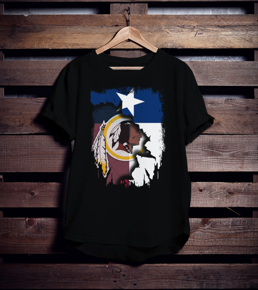 Texas Flag And Washington Redskins Logo United T-Shirt