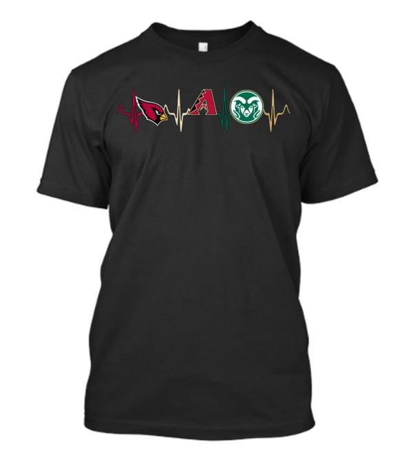Love Cardinals Diamondbacks Rams Heartbeat T-Shirt