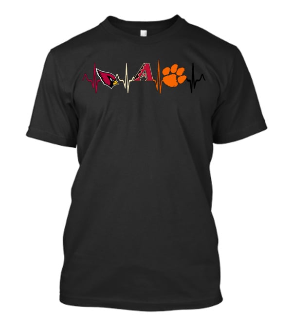 Arizona Cardinals And Diamondbacks Clemson Tigers Heartbeat T-Shirt