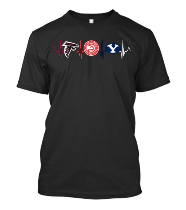 Love Falcons Hawks Atlanta Bc Byu Heartbeat T-Shirt