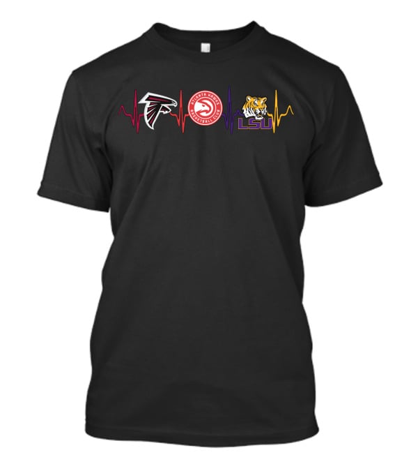 Atlanta Falcons Hawks Lsu Tigers Fan Heartbeat T-Shirt