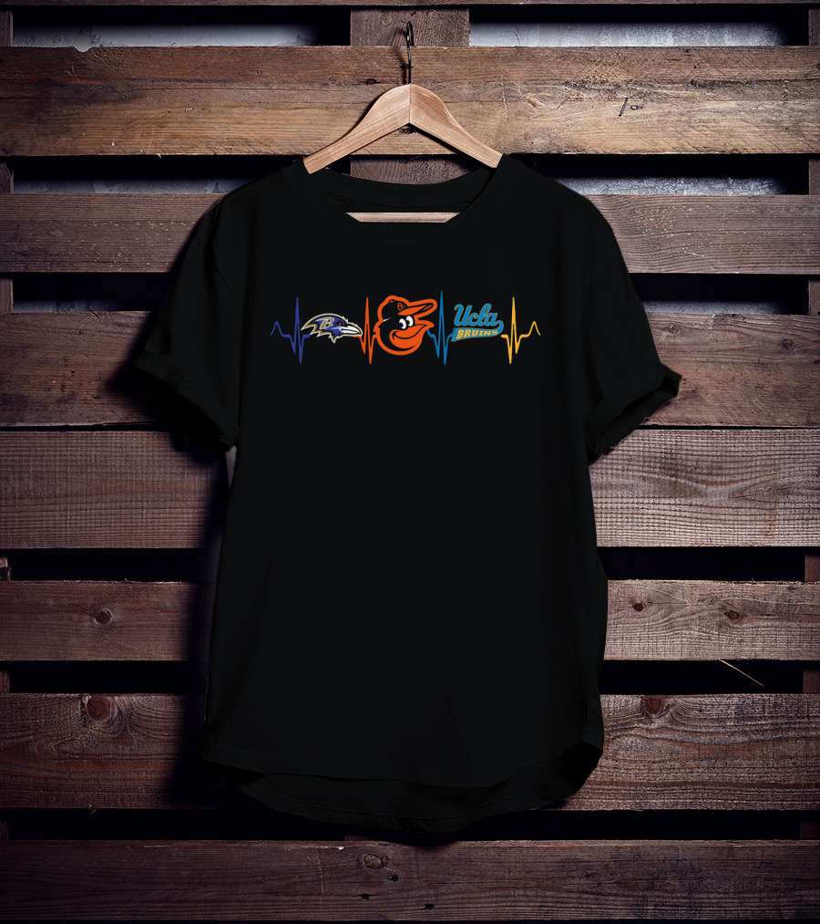 Baltimore Ravens Baltimore Orioles Ucla Bruins Heartbeat T-Shirt