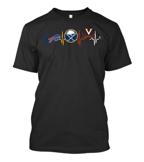 Buffalo Bills Buffalo Sabres Virginia Cavaliers Heartbeat Theme T-Shirt